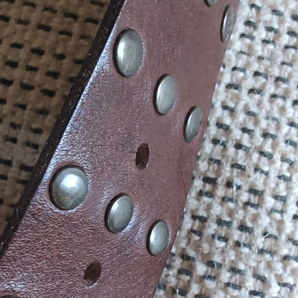 Brown Studded Leather Belt - Picture 3 of 6